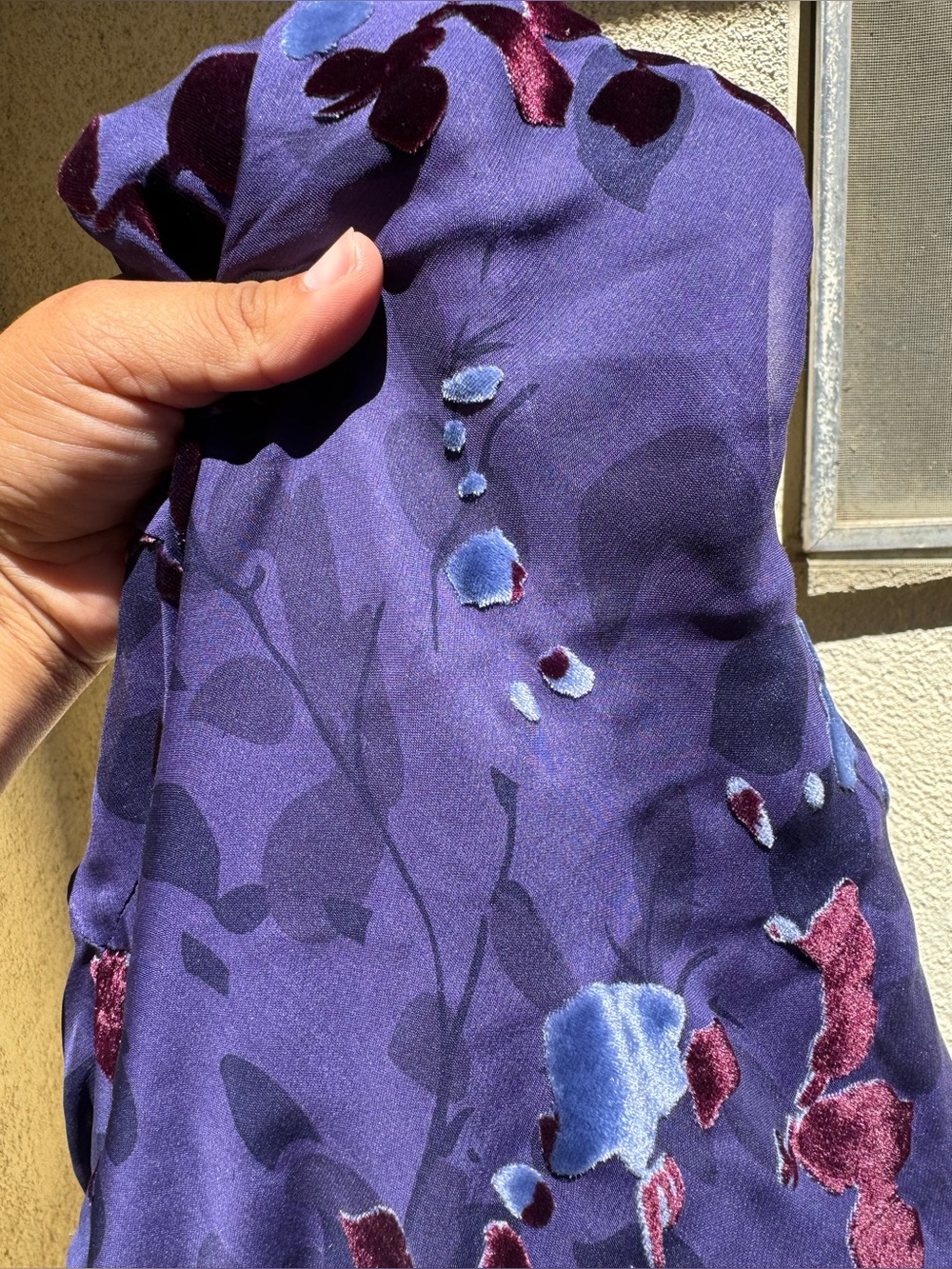 Jones New York Purple Velvet Floral V‑Neck Midi Dress - Picture 12 of 12
